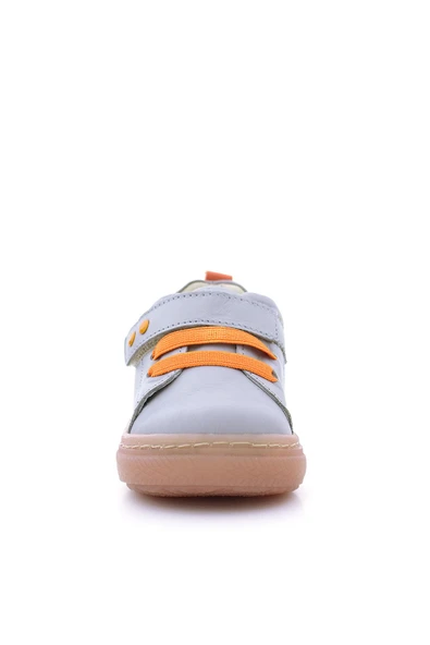 Anatomik Hakiki Deri Gri Metal Detaylı Lastikli Cırtlı Bebek Ayakkabı - 3