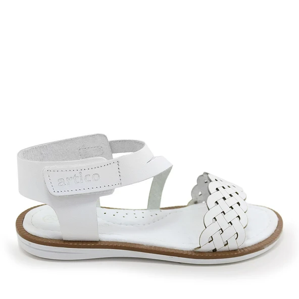 Artico Etoile Hakiki Deri Vaketa Beyaz Kız Çocuk Sandalet - Resim 2