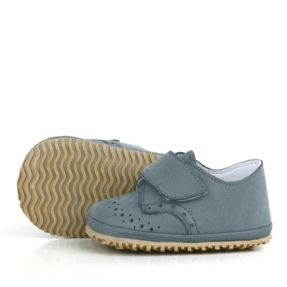 Hakiki Deri Gri Cırtlı Bebek Patik Ayakkabı - Resim 6