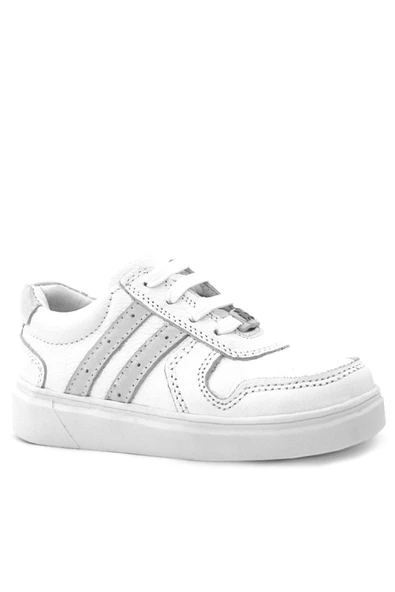Rakerplus Hakiki Deri Beyaz Bağcıklı Fermuarlı Çocuk Sneaker Ayakkabı - Resim 10