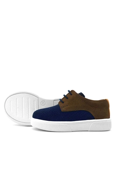 Rakerplus Hakiki Deri Lacivert Sarı Kahve Lastikli Erkek Çocuk Günlük Ayakkabı - Resim 7