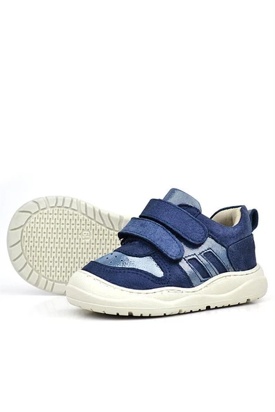 Rakerplus Schaggy Hakiki Deri Lacivert Parlak Bebek Spor Ayakkabı - Resim 6