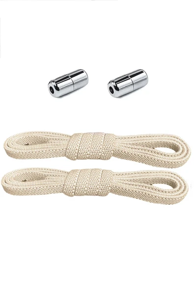 Ayarlanabilir 1 Çift Bej Vidalı Kapsül Uçlu 6 MM Lastik Pratik Bağcık