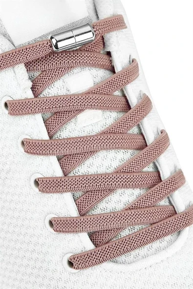 Ayarlanabilir 1 Çift Pudra Vidalı Kapsül Uçlu 6 MM Lastik Pratik Bağcık - Resim 2