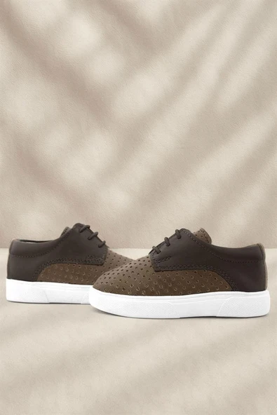 Rakerplus Hakiki Deri Kahverengi Lastikli Erkek Çocuk Günlük Ayakkabı - Resim 9