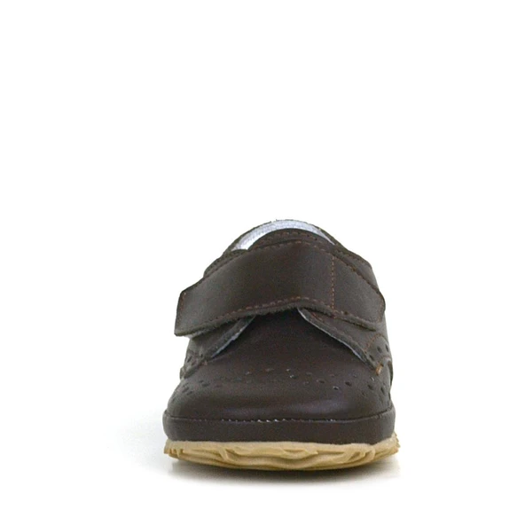 Hakiki Deri Kahverengi Cırtlı Bebek Patik Ayakkabı - Resim 4