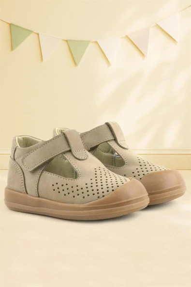 Rakerplus Shaun Hakiki Deri Vizon Cırtlı Anatomik Bebek Sandalet ürün görseli 1