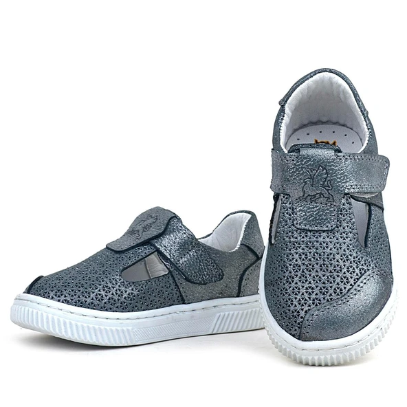 Rakerplus Bheem Hakiki Deri Gümüş Simli Cırtlı Bebek Sneaker Sandalet - 7