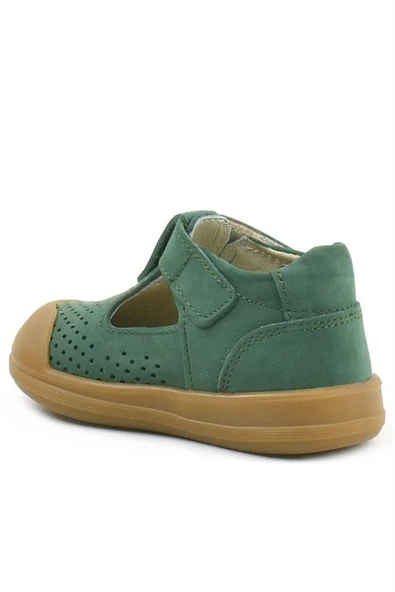 Rakerplus Shaun Hakiki Deri Yeşil Cırtlı Anatomik Bebek Sandalet - Resim 3