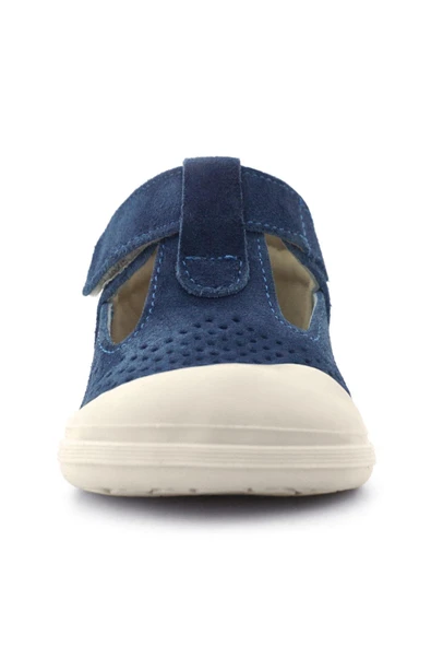 Rakerplus Shaun Hakiki Deri Lacivert Beyaz Cırtlı Anatomik Bebek Sandalet - Resim 4