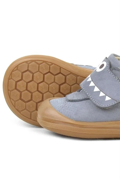 Rakerplus Dino Hakiki Deri Gri Yüksek Bilekli Bebek Ayakkabı - Resim 8