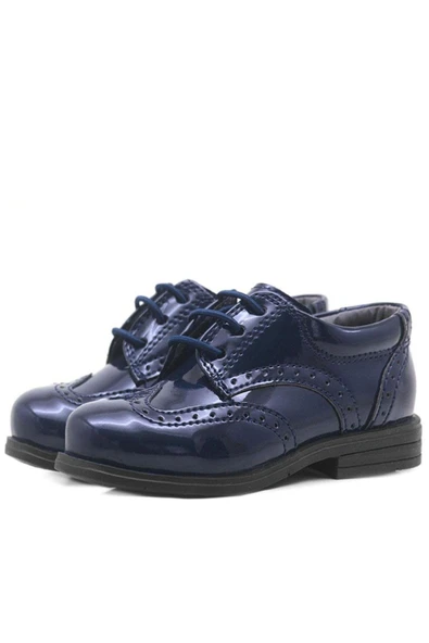 Rakerplus Titan Lacivert Rugan Bağcıklı Klasik Erkek Bebek Ayakkabı - Resim 9