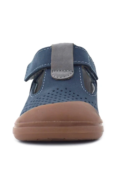 Rakerplus Shaun Hakiki Deri Lacivert Gri Cırtlı Anatomik Bebek Sandalet - 4