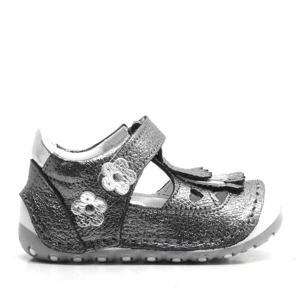 Hakiki Deri Püsküllü Gümüş Cırtlı Yazlık İlk Adım Ayakkabı - Resim 2