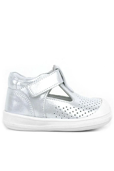Rakerplus Shaun Hakiki Deri Beyaz Simli Cırtlı Anatomik Bebek Sandalet Ayakkabı - 2