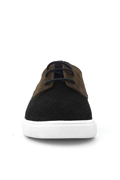 Rakerplus Hakiki Deri Siyah Kahve Lastikli Erkek Çocuk Günlük Ayakkabı - Resim 4