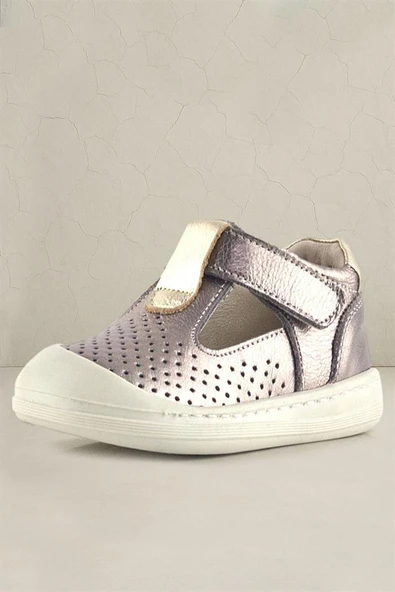 Rakerplus Shaun Hakiki Deri Altın Cırtlı Anatomik Kız Bebek Sandalet ürün görseli 1