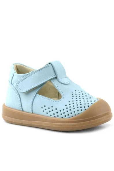 Rakerplus Shaun Hakiki Deri Mavi Cırtlı Anatomik Bebek Sandalet