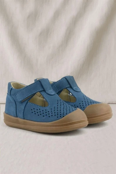 Rakerplus Shaun Hakiki Deri Lacivert Cırtlı Anatomik Bebek Sandalet - Resim 10