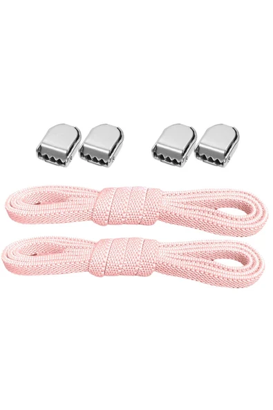 Akıllı Kilitli Ayarlanabilir 1 Çift Pembe 6 MM Lastik Pratik Bağcık ürün görseli