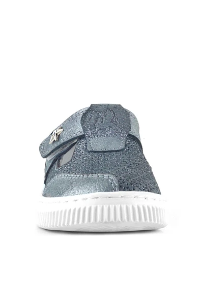 Rakerplus Bheem Hakiki Deri Gümüş Simli Cırtlı Yıldız Detaylı Bebek Sandalet - 3