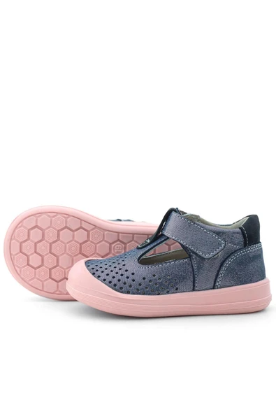 Rakerplus Shaun Hakiki Deri Lacivert Simli Cırtlı Anatomik Bebek Sandalet - 8