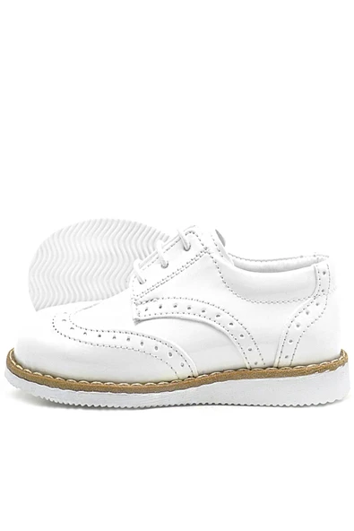 Rakerplus Hidra Beyaz Rugan Bağcıklı Erkek Bebek Ayakkabı - 10