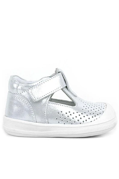 Rakerplus Shaun Hakiki Deri Beyaz Simli Cırtlı Anatomik Bebek Sandalet Ayakkabı - Resim 9
