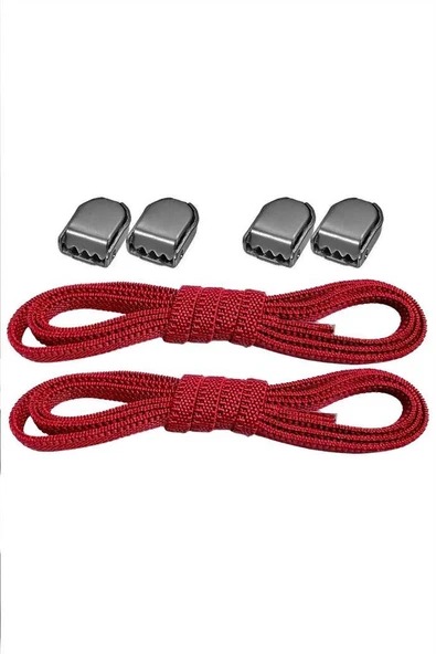 Akıllı Kilitli Ayarlanabilir 1 Çift Kırmızı 6 MM Lastik Pratik Bağcık ürün görseli