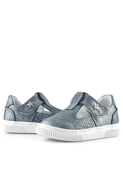 Rakerplus Bheem Hakiki Deri Gümüş Simli Cırtlı Yıldız Detaylı Bebek Sandalet - 7