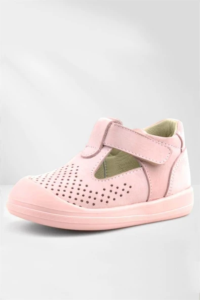 Rakerplus Shaun Hakiki Deri Pembe Cırtlı Anatomik Bebek Sandalet ürün görseli 1