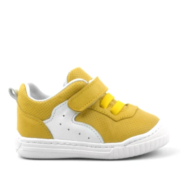 Rakerplus Pup Hakiki Deri Sarı Cırtlı Lastikli Bebek Sneaker - Resim 2