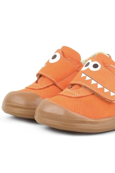 Rakerplus Dino Hakiki Deri Turuncu Yüksek Bilekli Bebek Ayakkabı - Resim 8