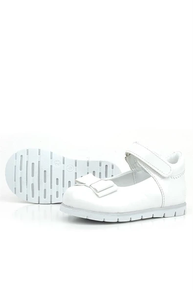 Rakerplus Beyaz Rugan Fiyonklu Kız Bebek Babet Ayakkabı - Resim 6