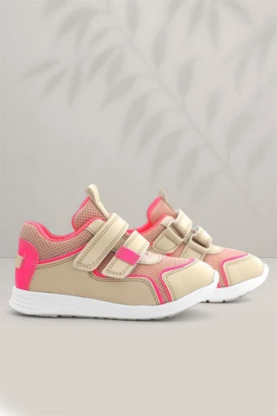 Rakerplus Bej Pembe Cırt Cırtlı Kız Çocuk Spor Ayakkabı ürün görseli