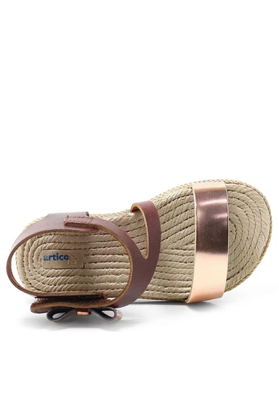 Artico Elenis Hakiki Deri Kahverengi Bakır Kız Bebek Sandalet - 6