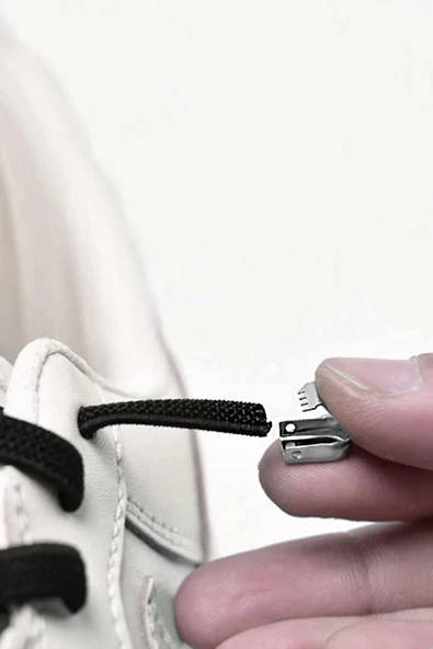 Akıllı Kilitli Ayarlanabilir Sarı 6 MM Lastik Pratik Bağcık 1 Çift - Resim 3