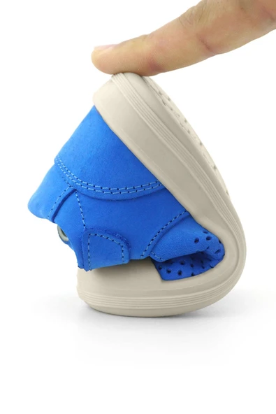 Rakerplus Shaun Hakiki Deri Saks Mavi Cırtlı Anatomik Bebek Sandalet - Resim 9