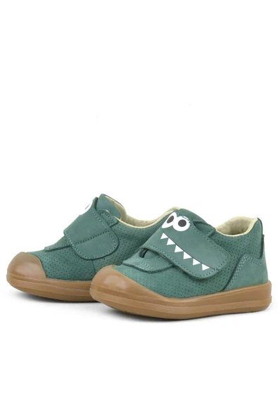 Rakerplus Dino Hakiki Deri Yeşil Yüksek Bilekli Bebek Ayakkabı - Resim 6