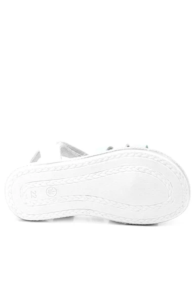 Artico Bellini Vaketa Hakiki Deri Beyaz Mavi Yeşil Kız Bebek Çocuk Sandalet - 7