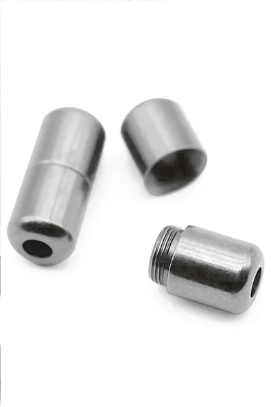 Ayarlanabilir 1 Çift Gümüş Simli Vidalı Kapsül Uçlu 6 MM Lastik Pratik Bağcık - Resim 3