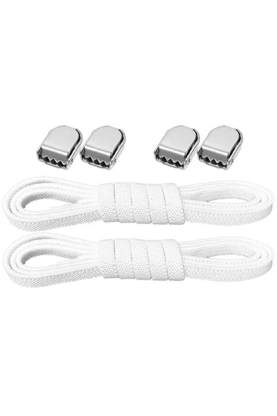 Akıllı Kilitli Ayarlanabilir Beyaz 6 MM Lastik Pratik Bağcık 1 Çift ürün görseli