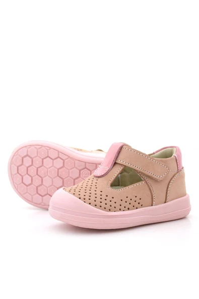 Rakerplus Shaun Hakiki Deri Pudra Pembe Cırtlı Anatomik Bebek Sandalet - 6