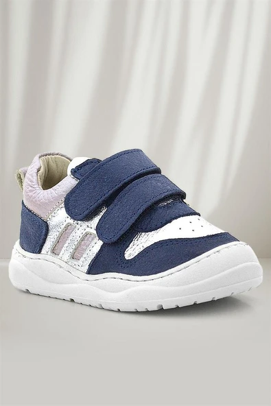Rakerplus Schaggy Hakiki Deri Simli Lacivert Gümüş Bebek Spor Ayakkabı ürün görseli