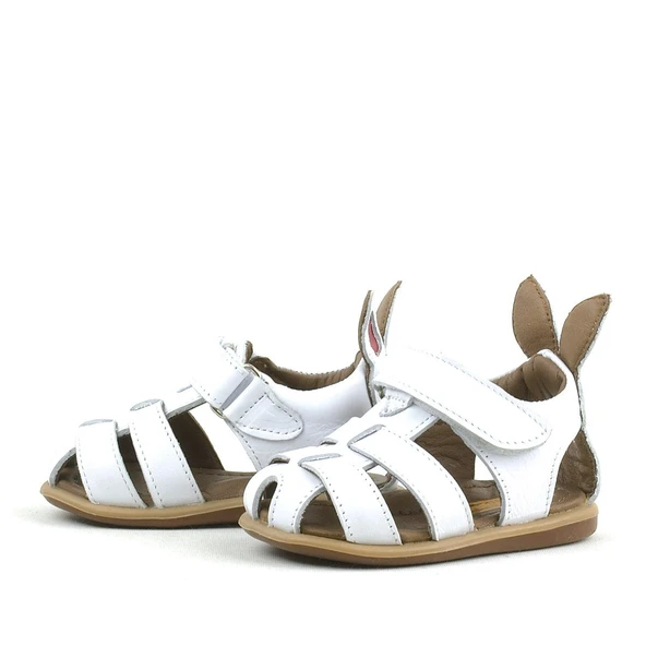 Rakerplus Bunny Hakiki Deri Beyaz Cırtlı Bebek Sandalet - 5