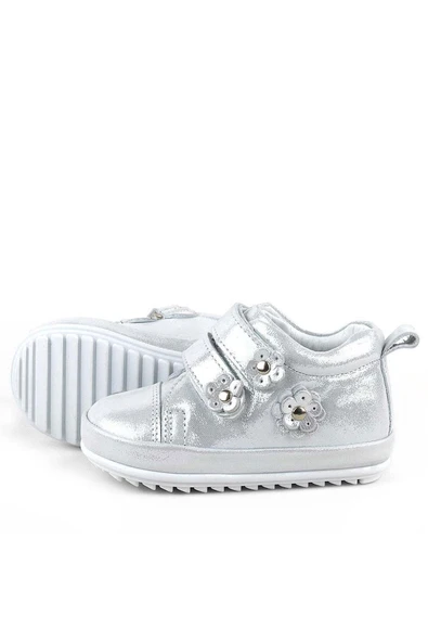 Rakerplus Limpo Hakiki Deri Gümüş Anatomik Kız Bebek İlk Adım Ayakkabısı - Resim 7
