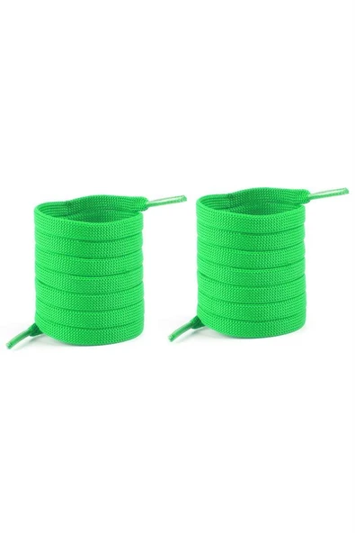 Fosforlu Yeşil 1 cm Kalınlığında 1 Çift Yassı Spor Ayakkabı Bağcığı - Resim 2