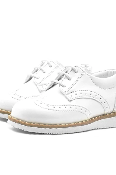 Rakerplus Hidra Beyaz Rugan Bağcıklı Erkek Bebek Ayakkabı - 11