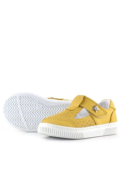 Rakerplus Bheem Hakiki Deri Sarı Cırtlı Yıldız Detaylı Bebek Sandalet - 6