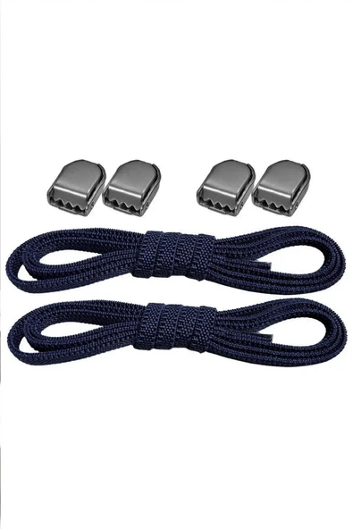 Akıllı Kilitli Ayarlanabilir 1 Çift Koyu Lacivert 6 MM Lastik Pratik Bağcık ürün görseli